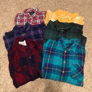 Lot of 6 flannels size L brands American Eagle and Kohls